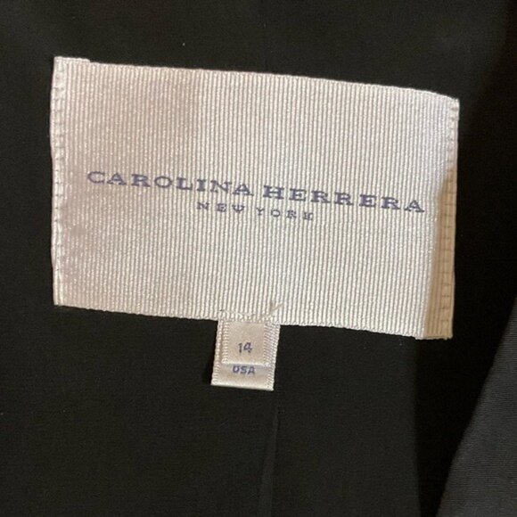 Carolina Herrera Silk Bolero Black Short Sleeve Open Front Evening Jacket Sz 14 - Picture 5 of 7